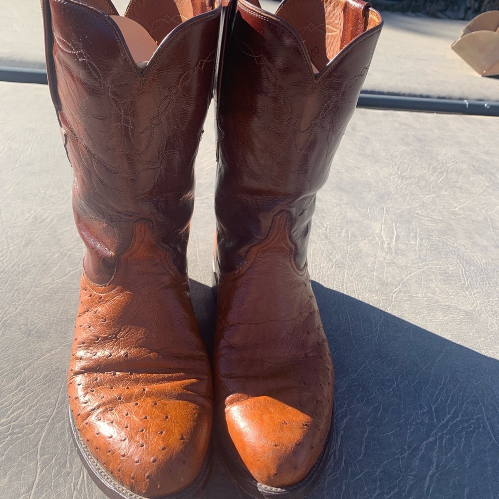 LUCCHESE Ostrich Cowboy Boots - Picture 2 of 5